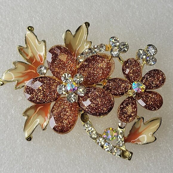 Large Rhinestone Flower Brooch - Picture 1 of 11